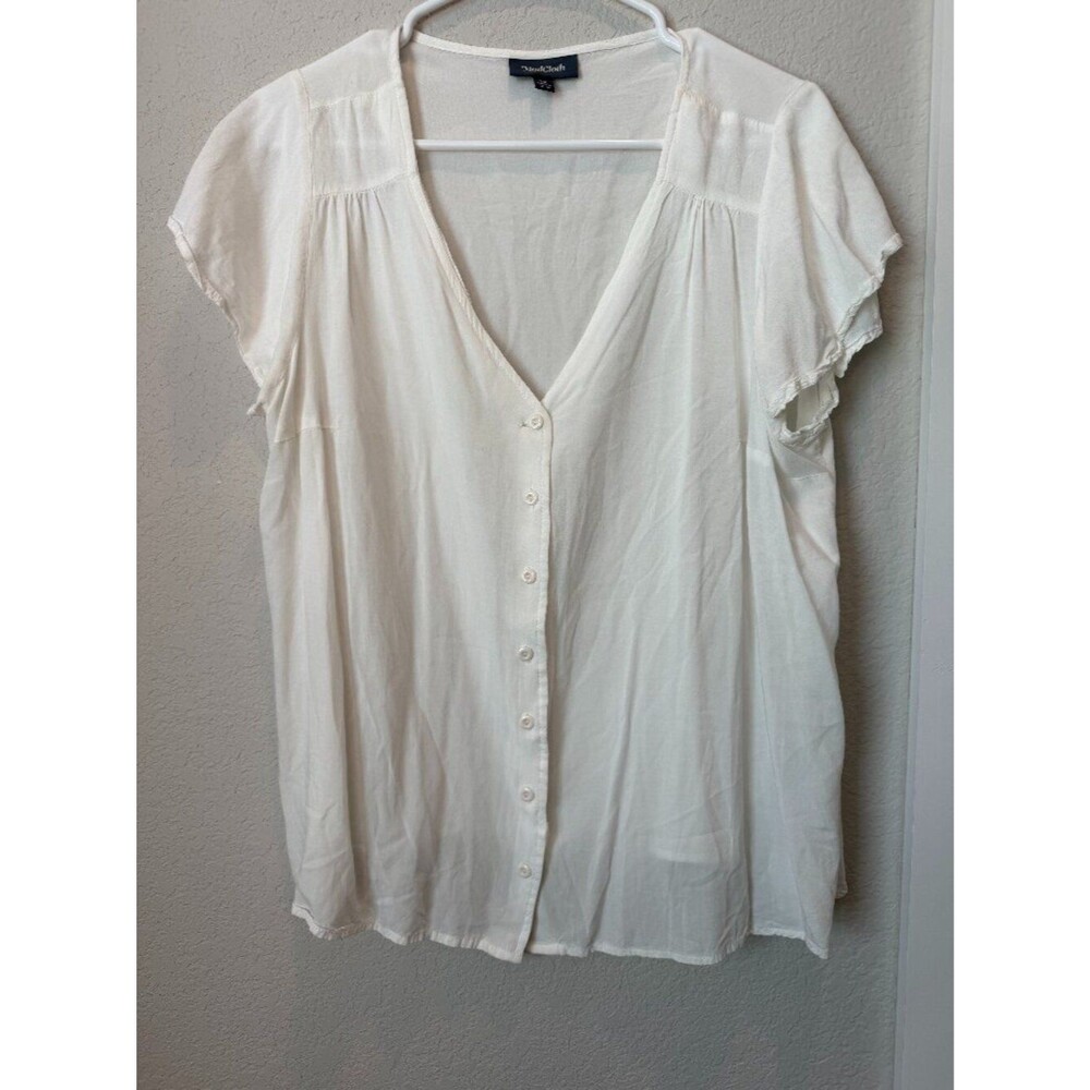 Modcloth White Flutter Sleeve Top Size 1X